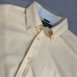 Tommy Hilfiger vintage oxford cloth shirt, sz L, yellow/white, cotton, quality